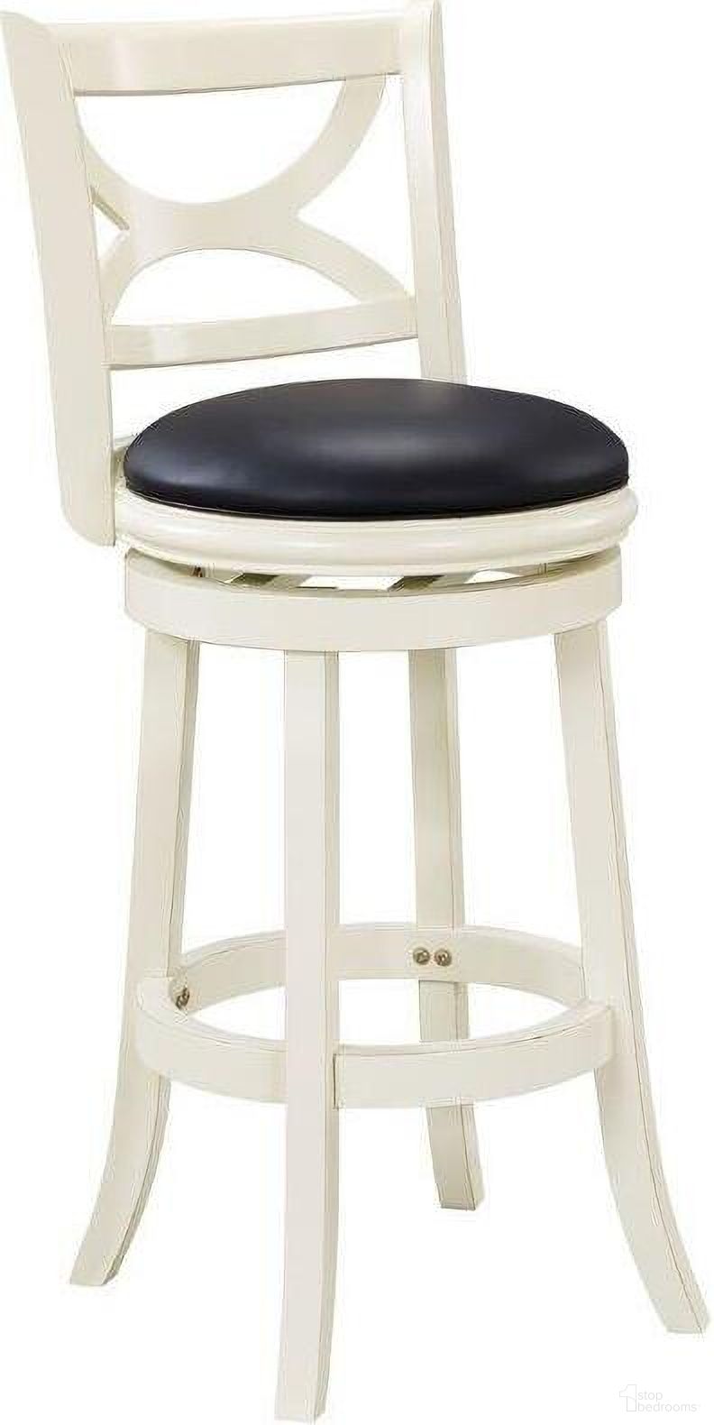 The appearance of Florence 29 Inch Swivel Bar Stool In Distressed White designed by Boraam Industries in the modern / contemporary interior design. This distressed white piece of furniture was selected by 1StopBedrooms from Florence Collection to add a touch of cosiness and style into your home. Sku: 43729. Material: Rubberwood.