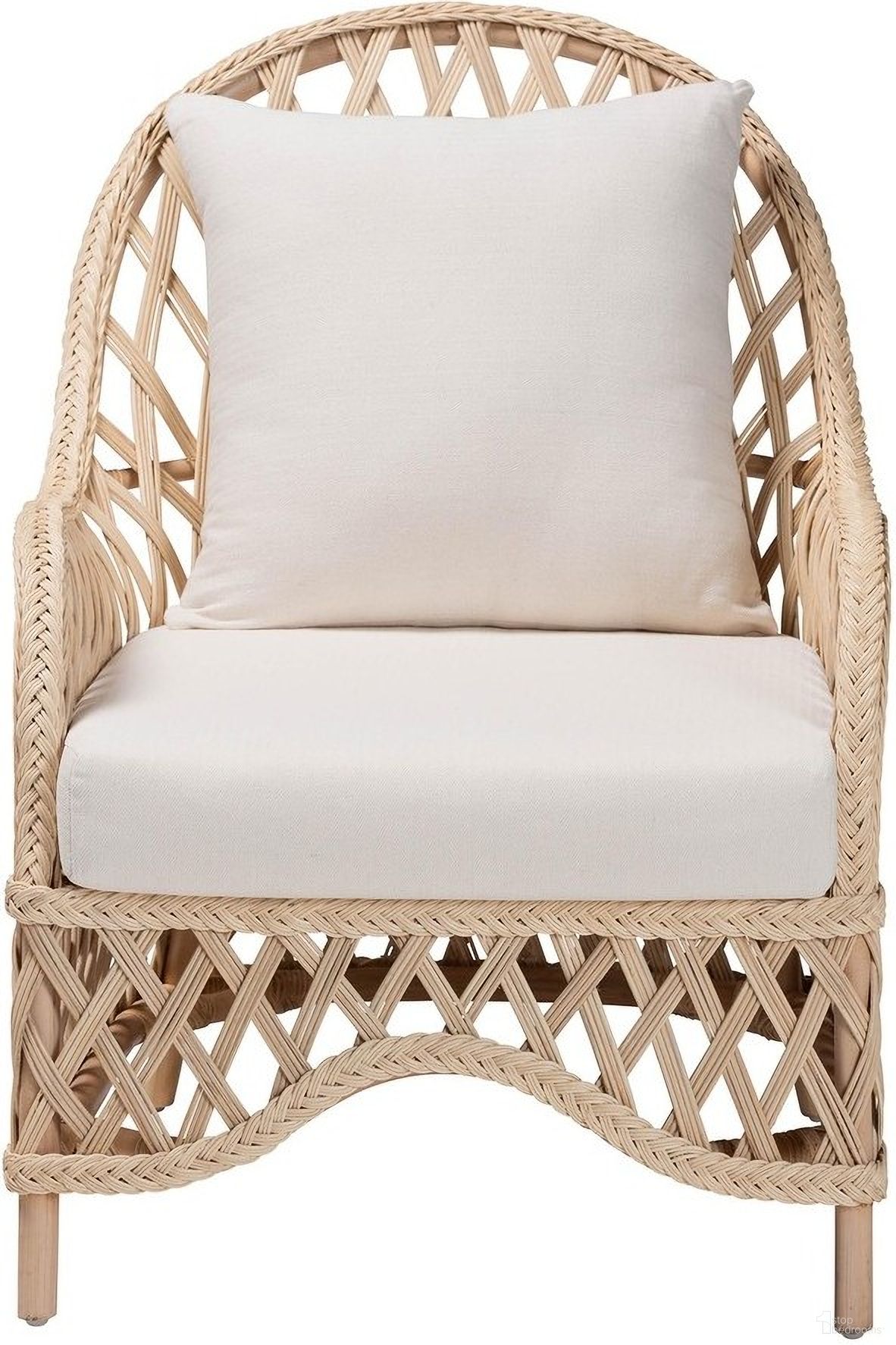 The appearance of Florence Braided Rattan Arm Chair In Ivory designed by Baxton Studio in the bohemian interior design. This ivory piece of furniture was selected by 1StopBedrooms from Florence Collection to add a touch of cosiness and style into your home. Sku: Regal 1-Ivory Rattan-CC. Material: Natural Rattan.