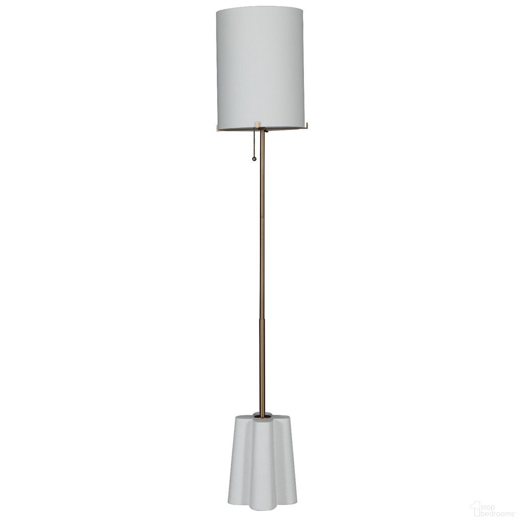 Florence Floor Lamp In White and Brushed Brass
