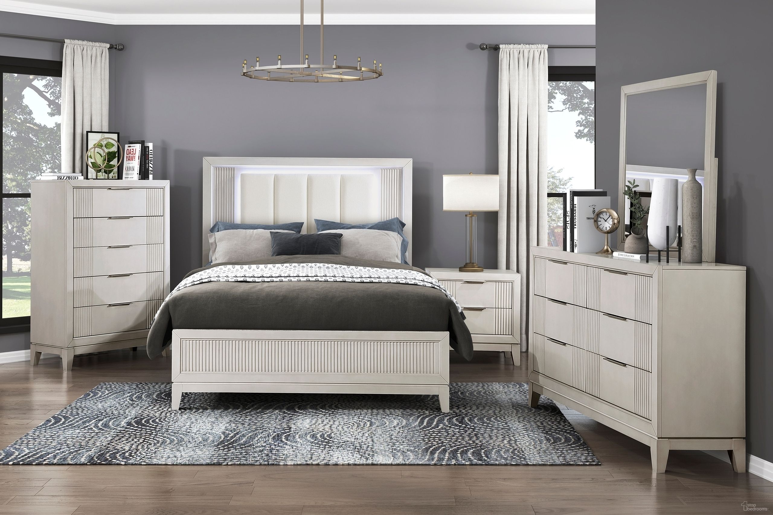 The appearance of Florence Panel Bedroom Set In White designed by Homelegance in the modern / contemporary interior design. This white piece of furniture  was selected by 1StopBedrooms from Florence Collection to add a touch of cosiness and style into your home. Sku: 1326-1;1326-3;1326-4. Bed Size: California King. Material: Textured.