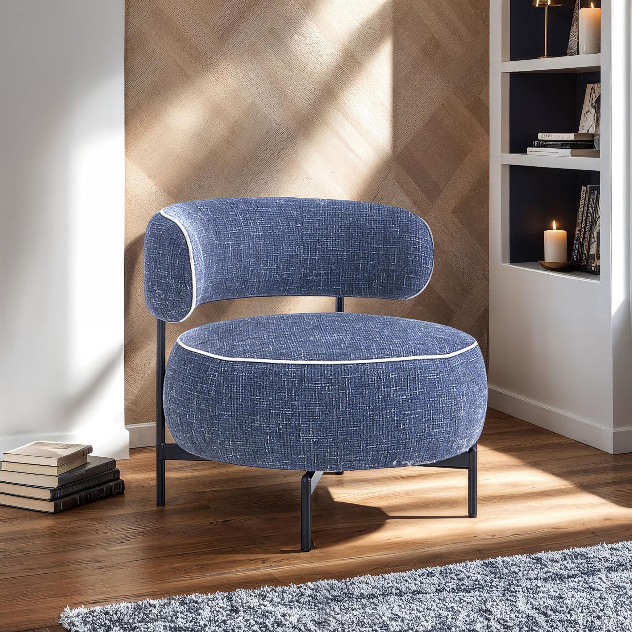 The appearance of Florens Swivel Chair In Dark Blue designed by Furniture of America in the modern / contemporary interior design. This dark blue piece of furniture was selected by 1StopBedrooms from Florens Collection to add a touch of cosiness and style into your home. Sku: FM-AC8015BL. Material: Fabric.