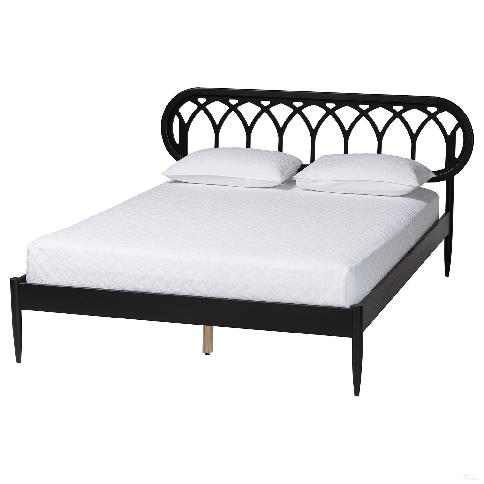The appearance of Florica Wood Queen Platform Bed In Black designed by Baxton Studio in the modern / contemporary interior design. This black piece of furniture was selected by 1StopBedrooms from Florica Collection to add a touch of cosiness and style into your home. Sku: MG0240-1-Black-Queen. Bed Type: Platform Bed. Bed Size: Queen. Material: Solid Rubberwood.