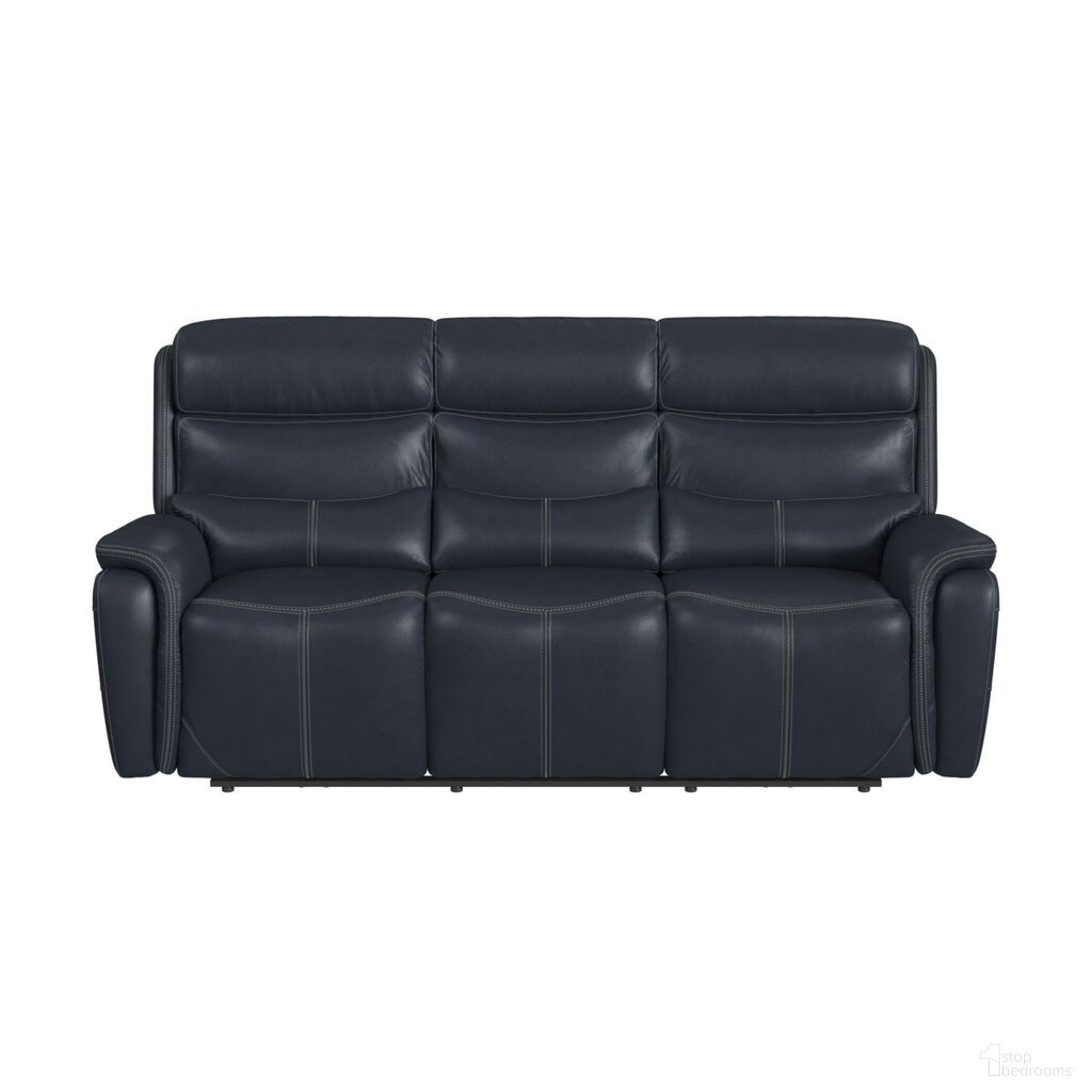 The appearance of Florin Power Motion Sofa with Power Headrest In Navy designed by Picket House in the transitional interior design. This navy piece of furniture was selected by 1StopBedrooms from Florin Collection to add a touch of cosiness and style into your home. Sku: U-9070-8202-305PP. Material: PU.