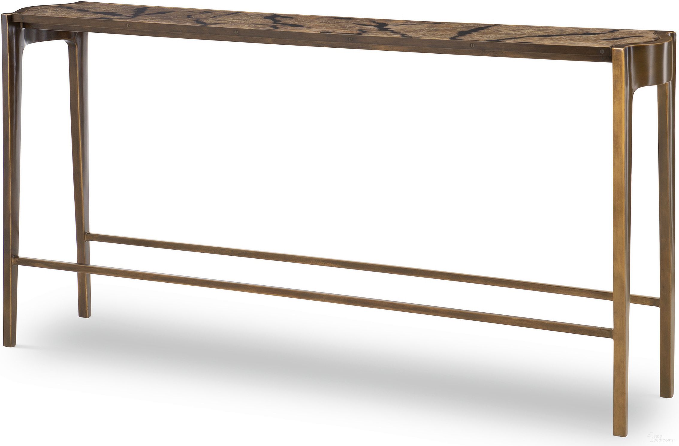 The appearance of Flow Console Table In Brass designed by Maitland-Smith in the modern / contemporary interior design. This brass piece of furniture  was selected by 1StopBedrooms from Maitland Smith Collection to add a touch of cosiness and style into your home. Sku: 8302-34. Material: Metal.