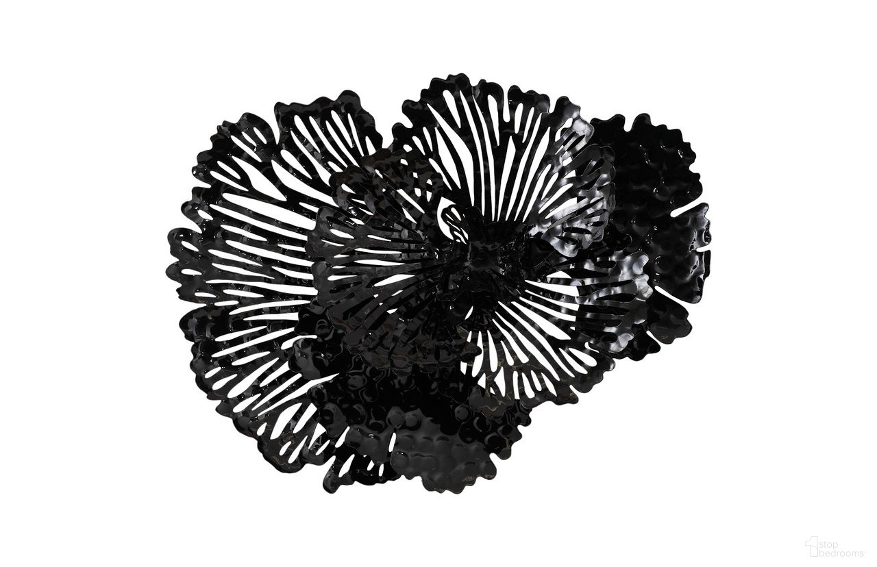 Flower Metal Small Wall Art In Black