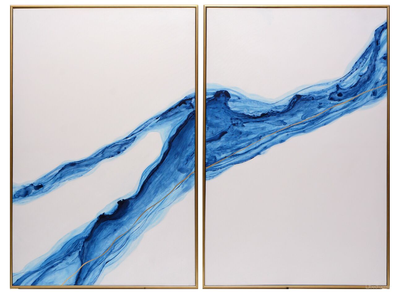 Fluidity 40" x 60" Accent Wall Art Set of 2 In Gold