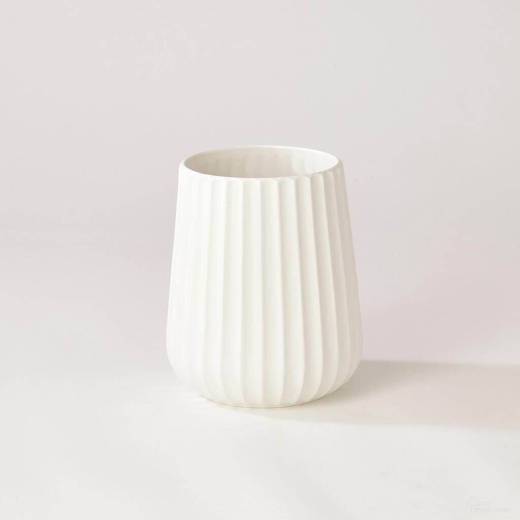 The appearance of Flute Small Vase In White designed by Global Views in the modern / contemporary interior design. This white piece of furniture  was selected by 1StopBedrooms from Flute Collection to add a touch of cosiness and style into your home. Sku: WDSEH1006-GV. Material: Ceramic.