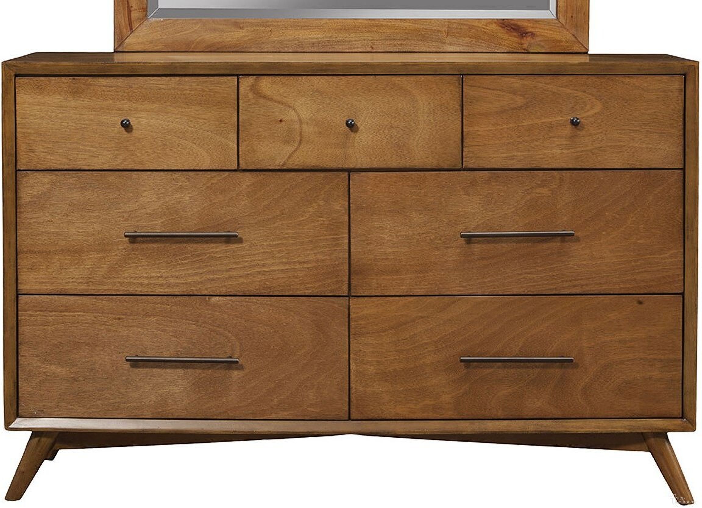 The appearance of Flynn 7 Drawer Dresser In Chestnut designed by Alpine in the transitional interior design. This chestnut piece of furniture was selected by 1StopBedrooms from Flynn Collection to add a touch of cosiness and style into your home. Sku: 966-03. Material: Mahogany.