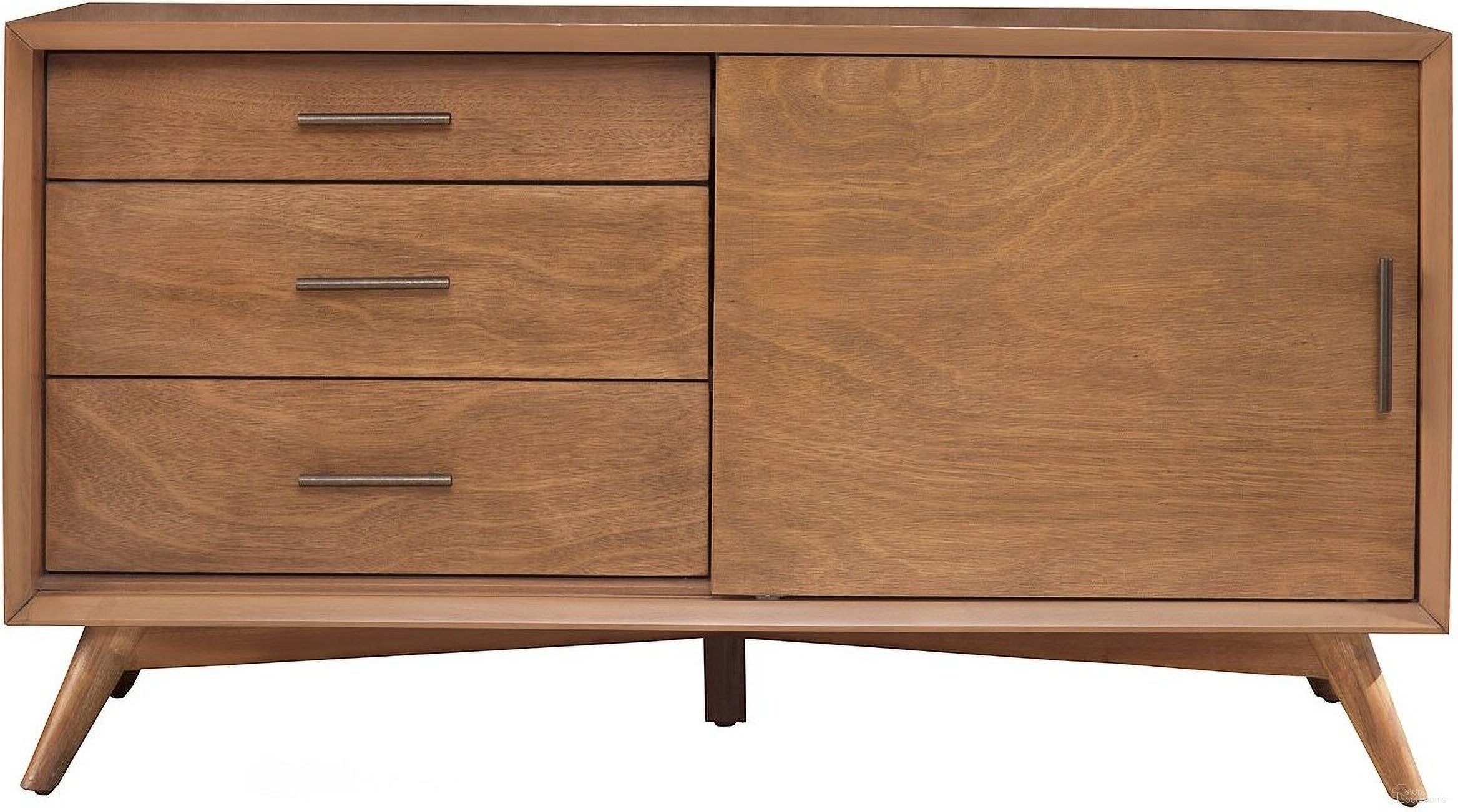 The appearance of Flynn Small TV Console In Chestnut designed by Alpine in the transitional interior design. This chestnut piece of furniture was selected by 1StopBedrooms from Flynn Collection to add a touch of cosiness and style into your home. Sku: 966-15. Material: Mahogany.
