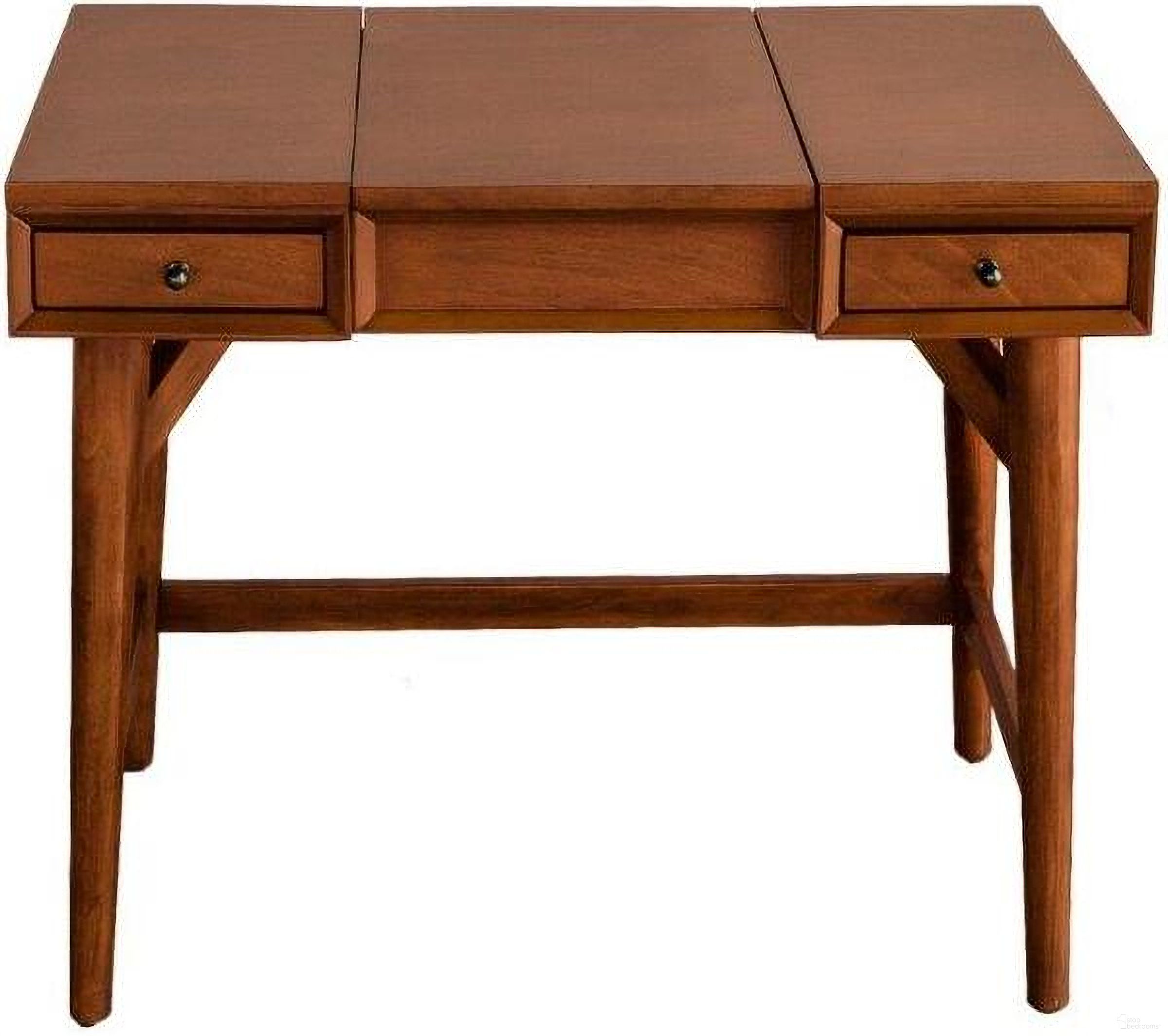 The appearance of Flynn Bedroom Vanity In Chestnut designed by Alpine in the transitional interior design. This chestnut piece of furniture  was selected by 1StopBedrooms from Flynn Collection to add a touch of cosiness and style into your home. Sku: 966-19. Material: Mahogany.