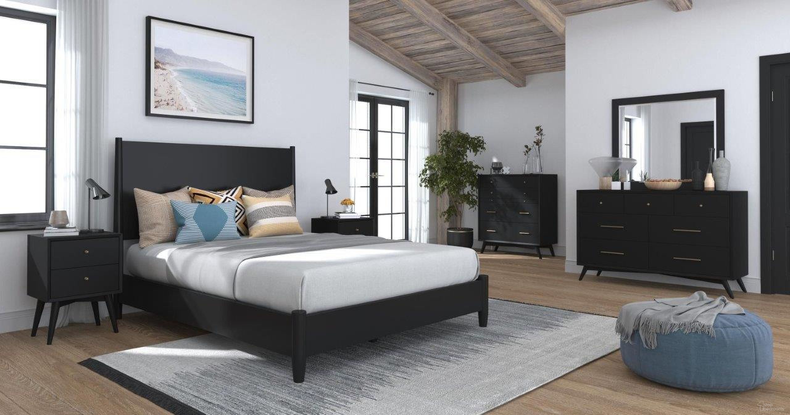 The appearance of Flynn Black Youth Panel Bedroom Set designed by Alpine in the transitional interior design. This black piece of furniture  was selected by 1StopBedrooms from Flynn Collection to add a touch of cosiness and style into your home. Sku: 966BLK-08F;966BLK-02. Bed Type: Panel Bed. Bed Size: Full. Material: Wood Veneer.