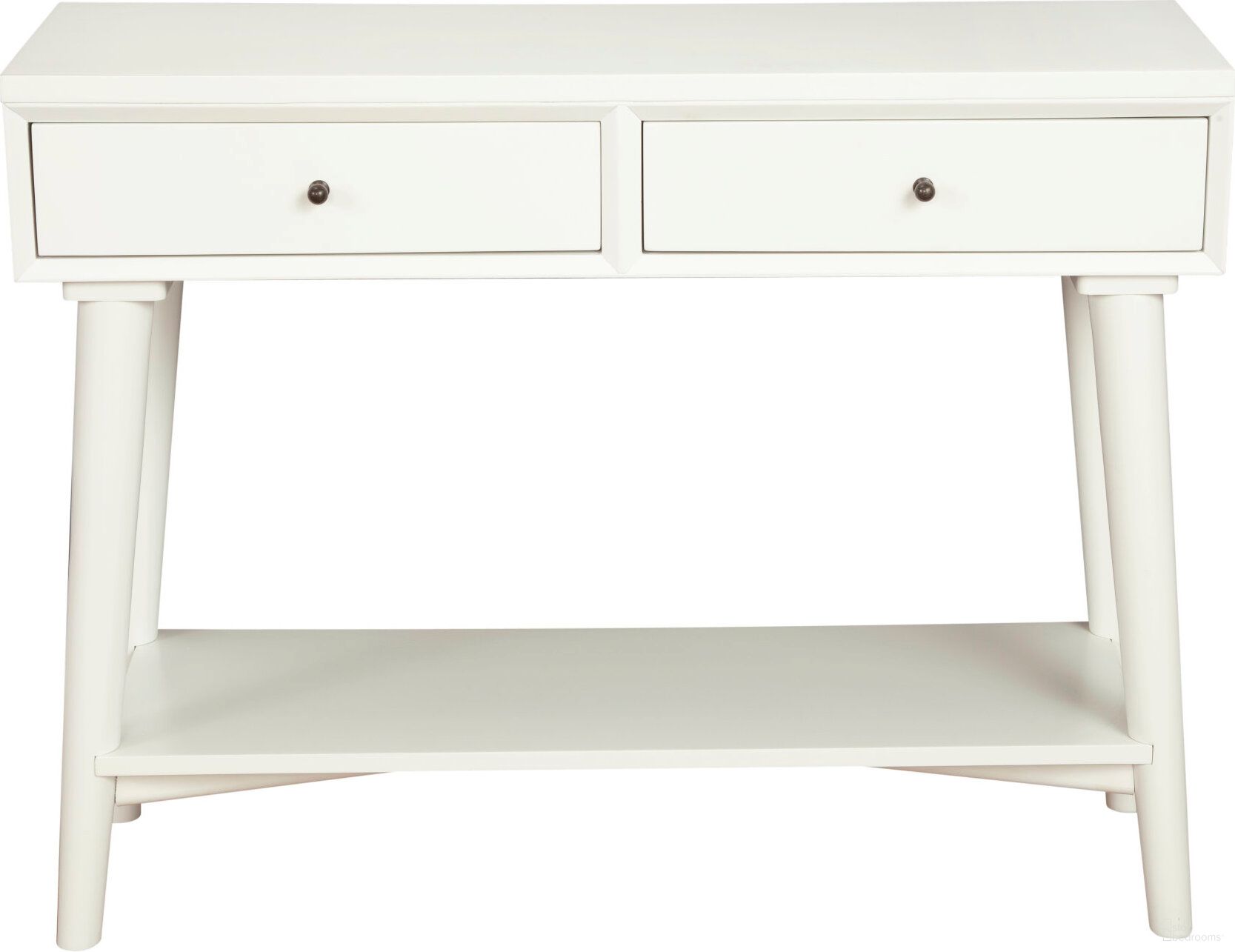 The appearance of Flynn Console Table In White designed by Alpine in the transitional interior design. This white piece of furniture was selected by 1StopBedrooms from Flynn Collection to add a touch of cosiness and style into your home. Sku: 966-W-63. Material: Mahogany.