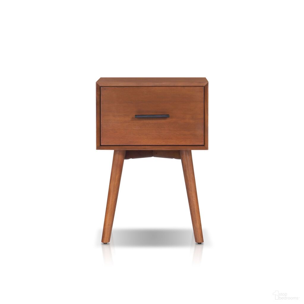 The appearance of Flynn 26 Inch End Table In Chestnut designed by Alpine in the transitional interior design. This chestnut piece of furniture was selected by 1StopBedrooms from Flynn Collection to add a touch of cosiness and style into your home. Sku: 966-92. Material: Mahogany.