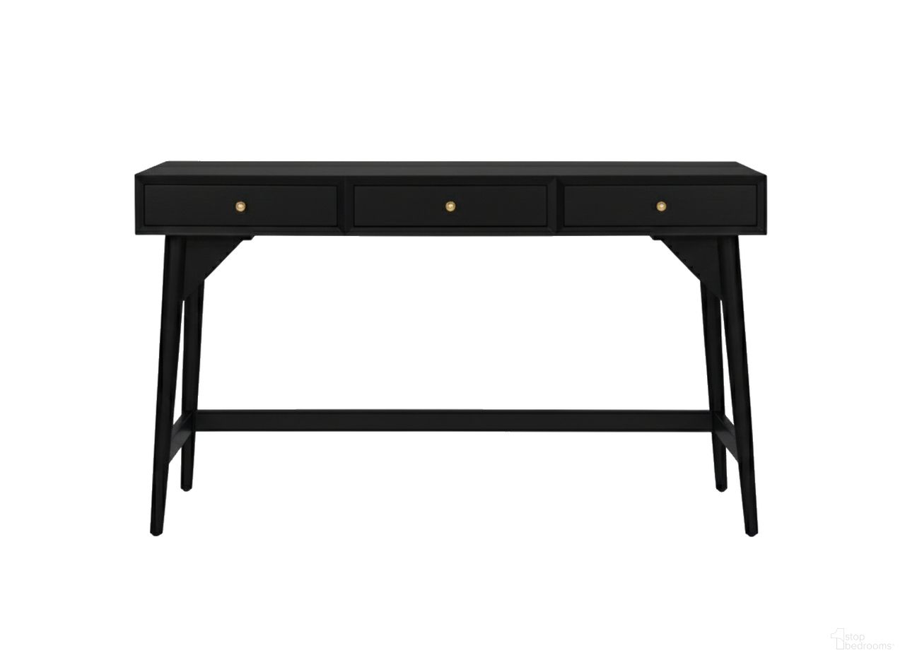 The appearance of Flynn 30 Inch Large Desk In Black designed by Alpine in the transitional interior design. This black piece of furniture was selected by 1StopBedrooms from Flynn Collection to add a touch of cosiness and style into your home. Sku: 966BLK-96. Material: Mahogany.