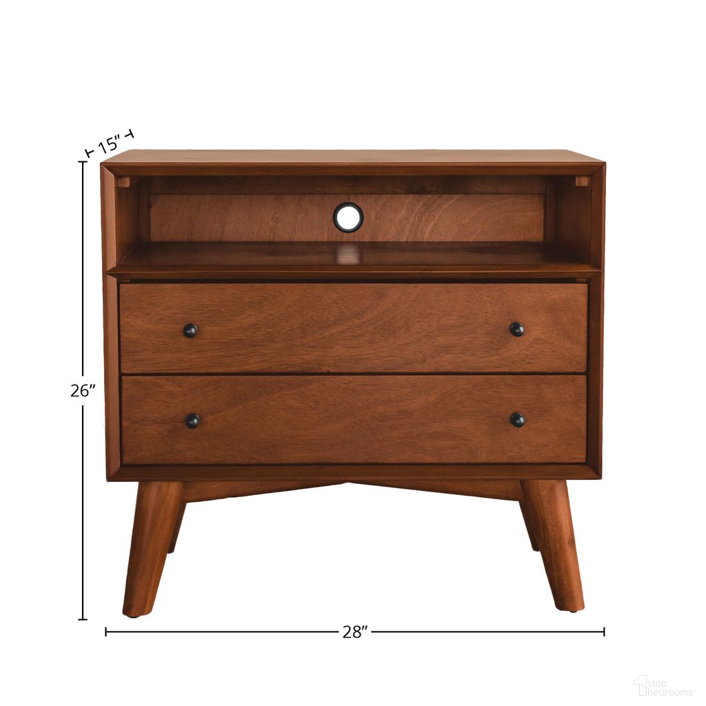 The appearance of Flynn Large Nightstand In Black designed by Alpine in the transitional interior design. This black piece of furniture was selected by 1StopBedrooms from Flynn Collection to add a touch of cosiness and style into your home. Sku: 966BLK-22. Material: Mahogany.