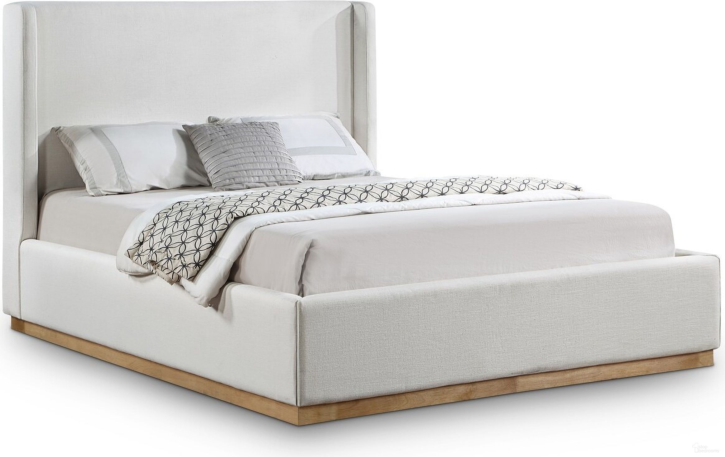 Flynn Linen Textured Fabric Full Bed In Cream