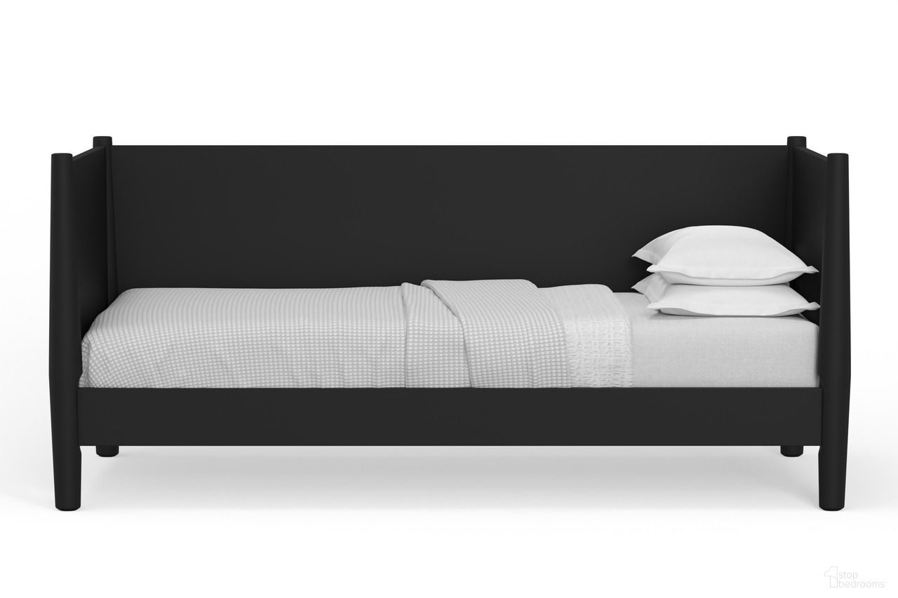 The appearance of Flynn Twin Day Bed In Black designed by Alpine in the transitional interior design. This black piece of furniture  was selected by 1StopBedrooms from Flynn Collection to add a touch of cosiness and style into your home. Sku: 966BLK-09T. Bed Type: Daybed. Bed Size: Twin. Material: Mahogany.