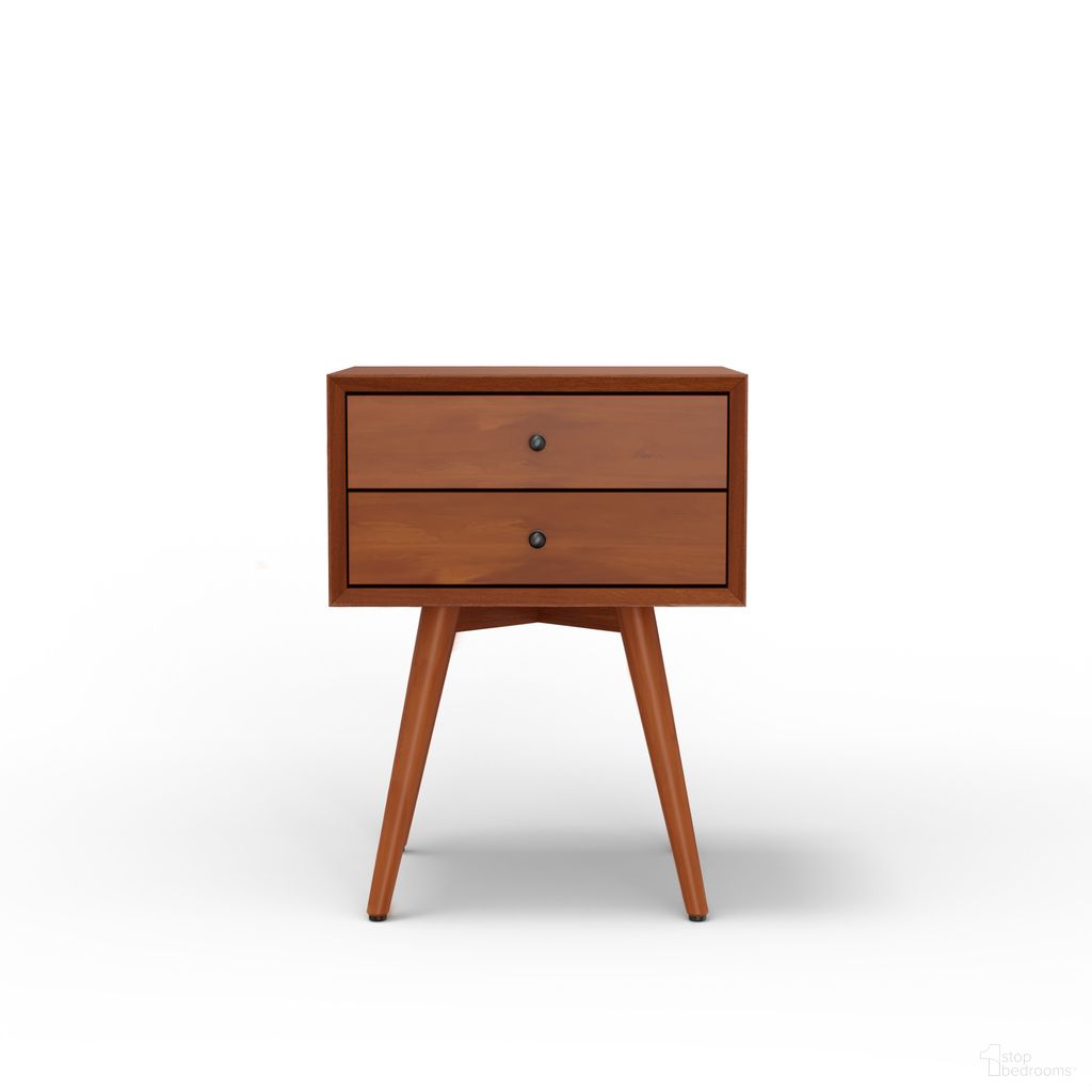 The appearance of Flynn Small Nightstand In Chestnut designed by Alpine in the transitional interior design. This chestnut piece of furniture was selected by 1StopBedrooms from Flynn Collection to add a touch of cosiness and style into your home. Sku: 966-32. Material: Mahogany.