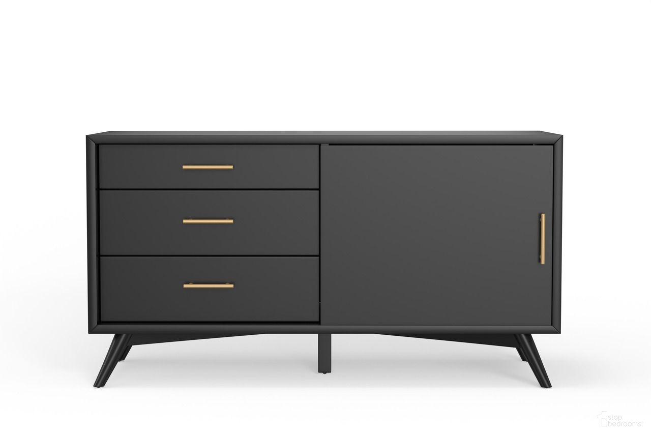 The appearance of Flynn Small TV Console In Black designed by Alpine in the transitional interior design. This black piece of furniture was selected by 1StopBedrooms from Flynn Collection to add a touch of cosiness and style into your home. Sku: 966BLK-15. Material: Mahogany.