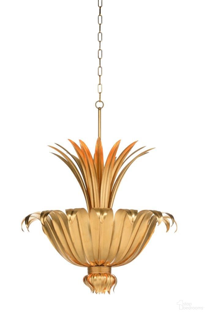 The appearance of Foglia D'oro Chandelier In Gold designed by Wildwood in the modern / contemporary interior design. This gold piece of furniture  was selected by 1StopBedrooms from Wildwood Collection to add a touch of cosiness and style into your home. Sku: 67469. Material: Iron.