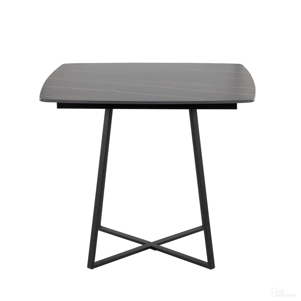 The appearance of Folia Dinette Table In Black designed by Lumisource in the modern / contemporary interior design. This black piece of furniture  was selected by 1StopBedrooms from Folia Collection to add a touch of cosiness and style into your home. Sku: DT-COSMO-FOLIASQ BKBKMB. Table Base Style: Trestle. Table Top Shape: Square. Material: Marble. Size: 36" x 36".