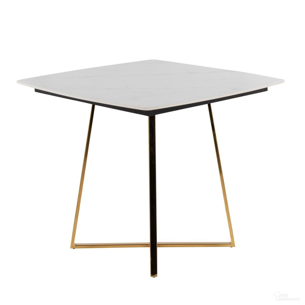 The appearance of Folia Dinette Table In White and Black designed by Lumisource in the modern / contemporary interior design. This white and black piece of furniture  was selected by 1StopBedrooms from Folia Collection to add a touch of cosiness and style into your home. Sku: DT-COSMO-FOLIASQ AUWMB. Table Base Style: Trestle. Table Top Shape: Square. Material: Marble. Size: 36" x 36".