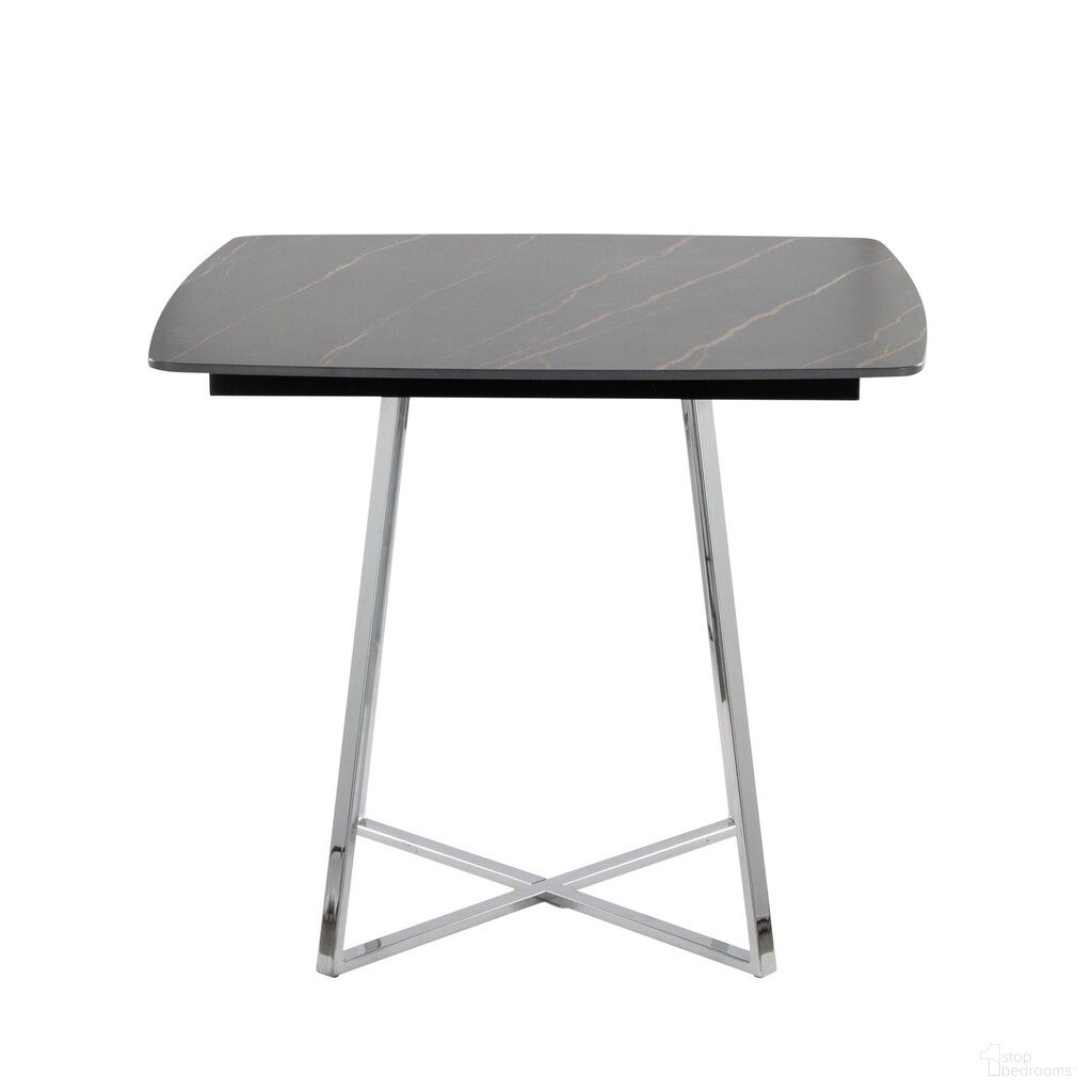 Folia Dinette Table with Marble Effect Ceramic Table Top In Black and Chrome
