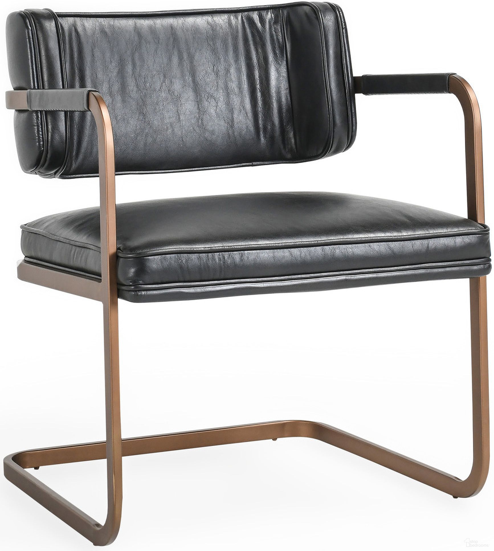 The appearance of Fonda Dining Chair In Black designed by Classic Home in the transitional interior design. This black piece of furniture was selected by 1StopBedrooms from Fonda Collection to add a touch of cosiness and style into your home. Sku: 53004674. Material: Top Grain Leather. Chair Type: Arm Chair.