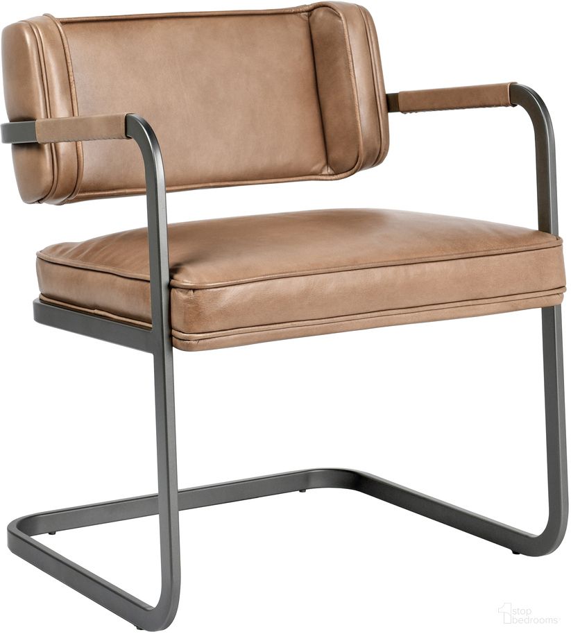 The appearance of Fonda Dining Chair In Tan designed by Classic Home in the transitional interior design. This tan piece of furniture was selected by 1StopBedrooms from Fonda Collection to add a touch of cosiness and style into your home. Sku: 53004675. Material: Top Grain Leather. Chair Type: Arm Chair.