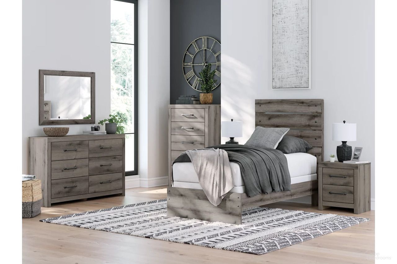 The appearance of Fondenlane Youth Panel Bedroom Set In Brown Gray designed by Signature Design by Ashley in the transitional interior design. This brown gray piece of furniture was selected by 1StopBedrooms from Fondenlane Collection to add a touch of cosiness and style into your home. Sku: NCB2405-53;NCB2405-83;NCB2405-92. Bed Type: Panel Bed. Material: Wood. Bed Size: Twin.