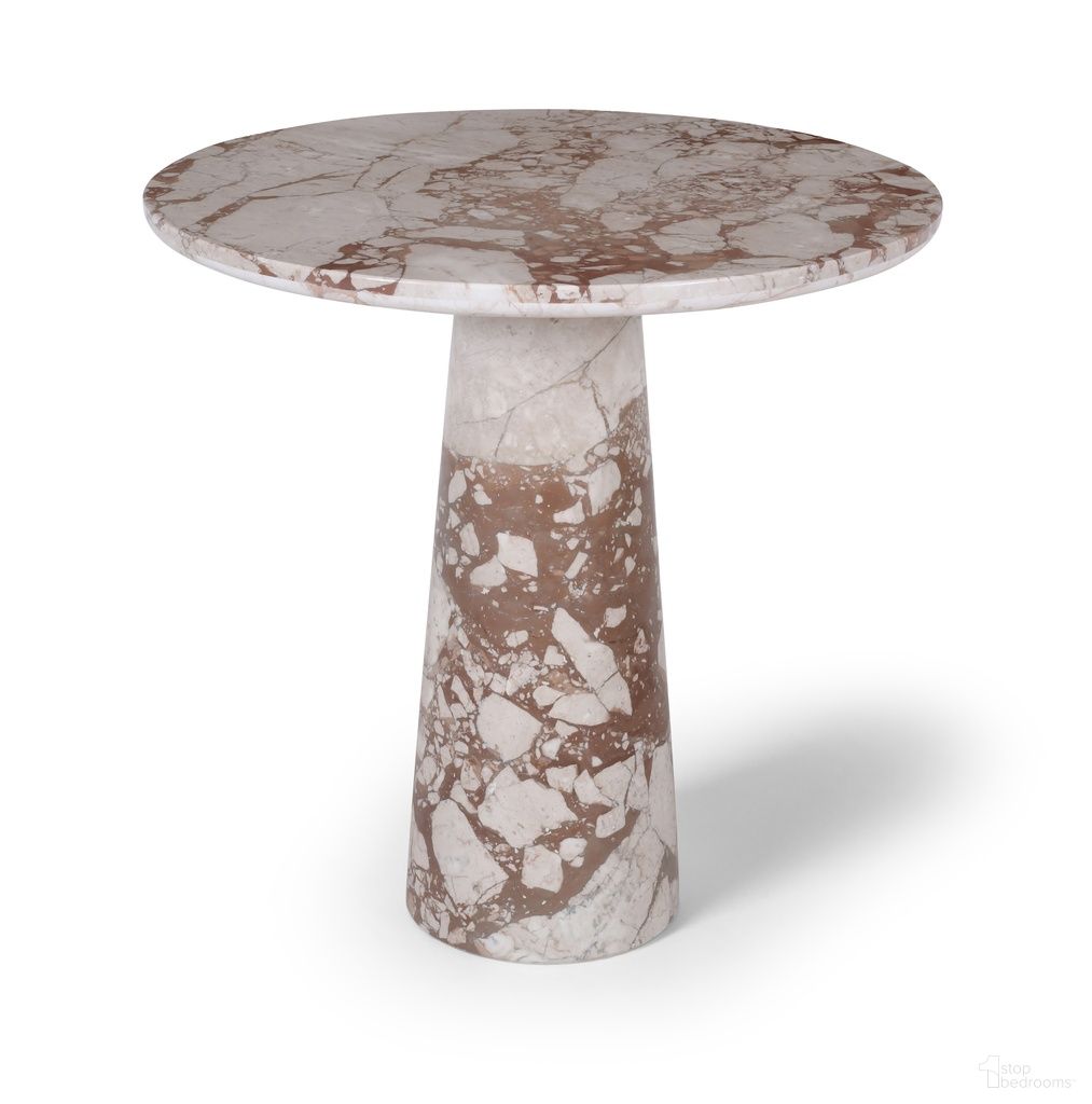 Fontelina 30 Inch Genuine Marble Bistro Dining Table In Breccia