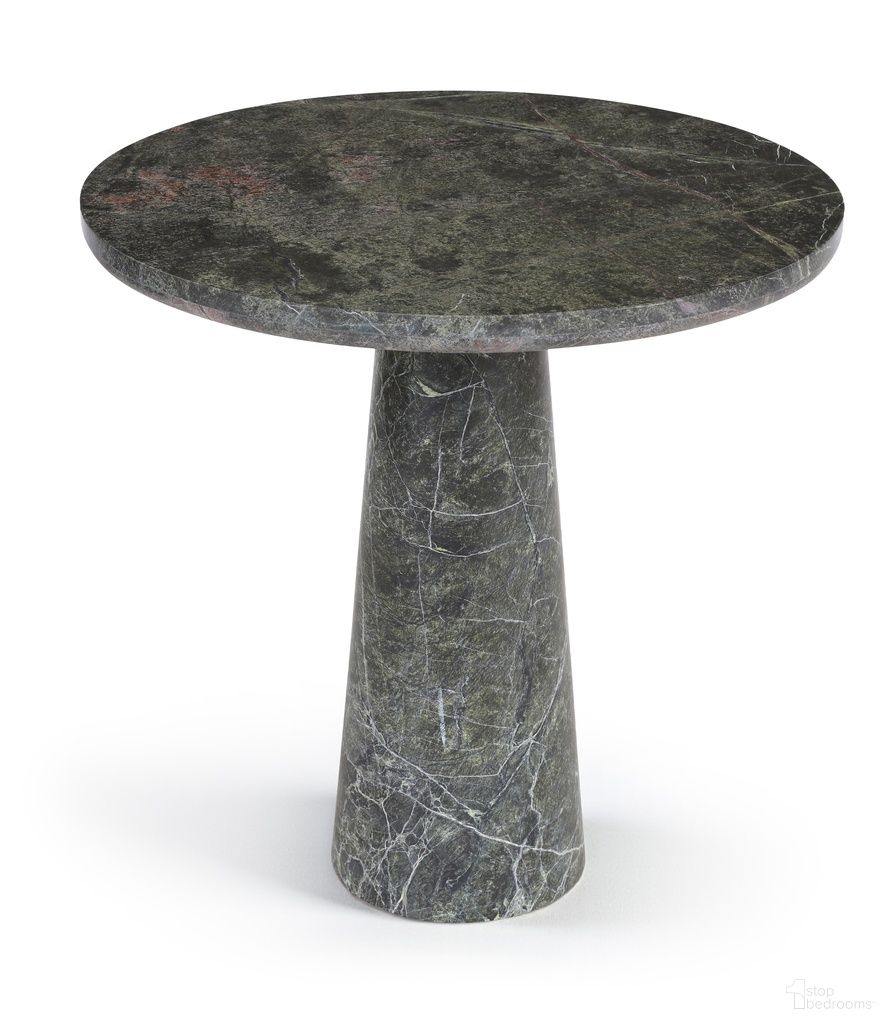 The appearance of Fontelina 30 Inch Genuine Marble Bistro Dining Table In Green designed by Meridian in the modern / contemporary interior design. This green piece of furniture  was selected by 1StopBedrooms from Fontelina Collection to add a touch of cosiness and style into your home. Sku: 919Green-DT30 Box 1/2 (Top);919Green-DT30 Box 2/2 (Base). Table Base Style: Pedestal. Table Top Shape: Round. Material: Marble. Size: 30".