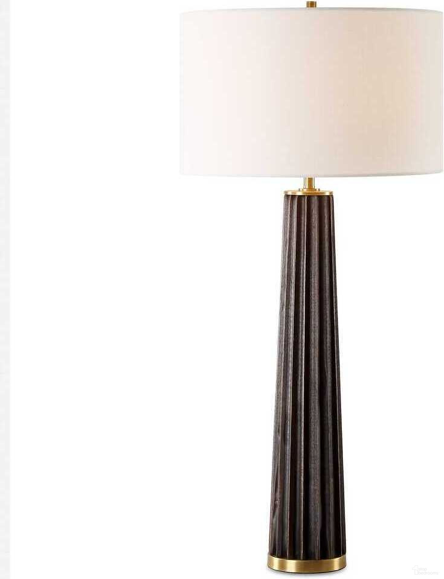 Forage Dark Scalloped Table Lamp In Brown and Gold