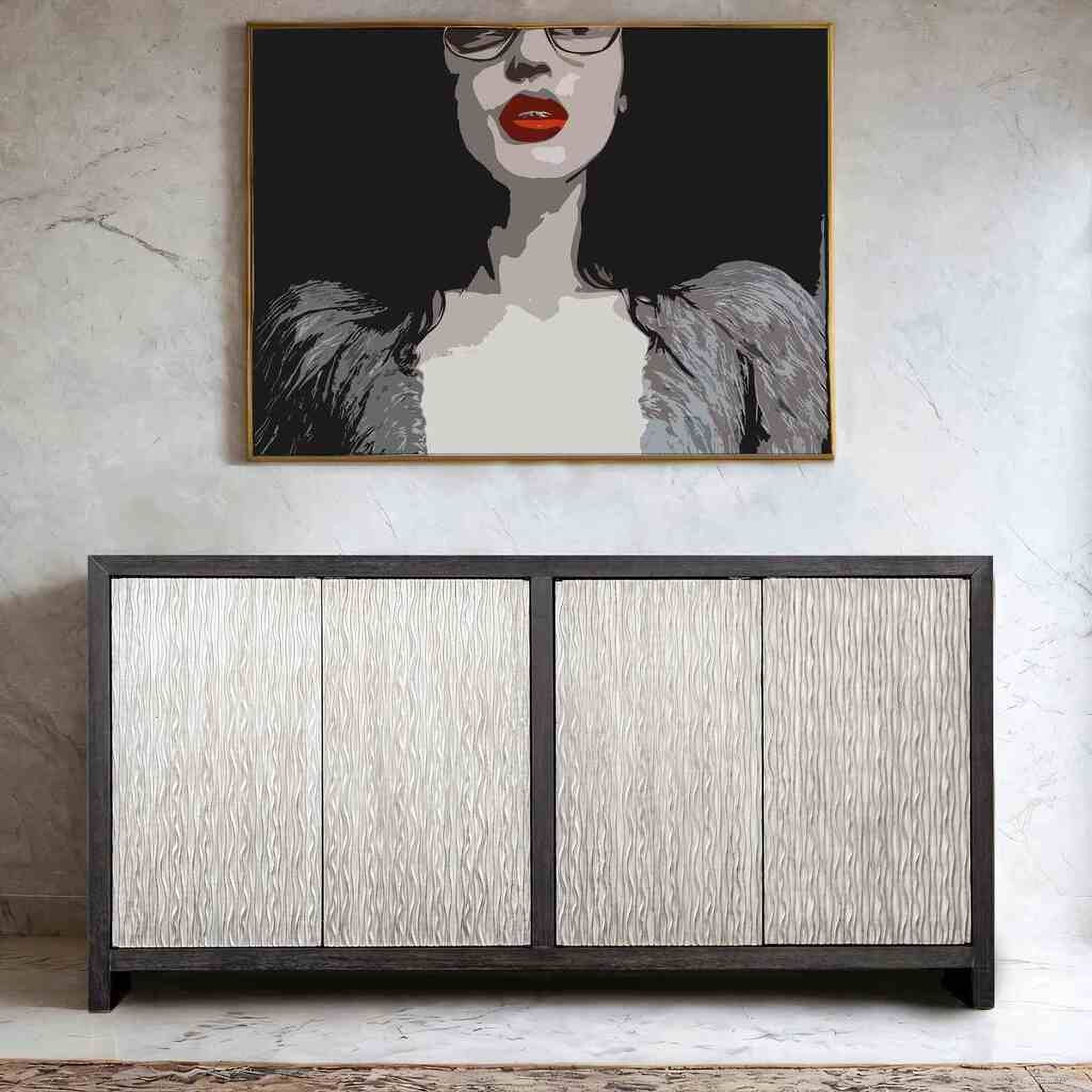 The appearance of Forger 4-Door Cabinet In Weathered Black and Silver designed by Furniture of America in the modern / contemporary interior design. This weathered black/silver piece of furniture  was selected by 1StopBedrooms from Forger Collection to add a touch of cosiness and style into your home. Sku: FM-AC9001SV. Material: Solid Rubberwood.