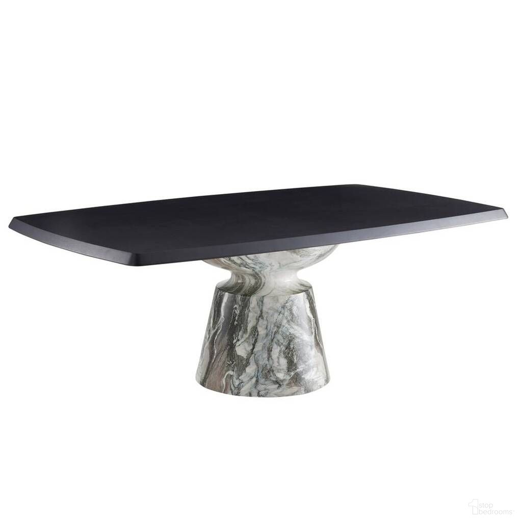 The appearance of Forgey Dining Table In Ebony designed by Arteriors in the modern / contemporary interior design. This ebony piece of furniture  was selected by 1StopBedrooms from Forgey Collection to add a touch of cosiness and style into your home. Sku: FDS20. Table Base Style: Pedestal. Table Top Shape: Rectangular. Material: Oak Veneer. Size: 48" x 82".