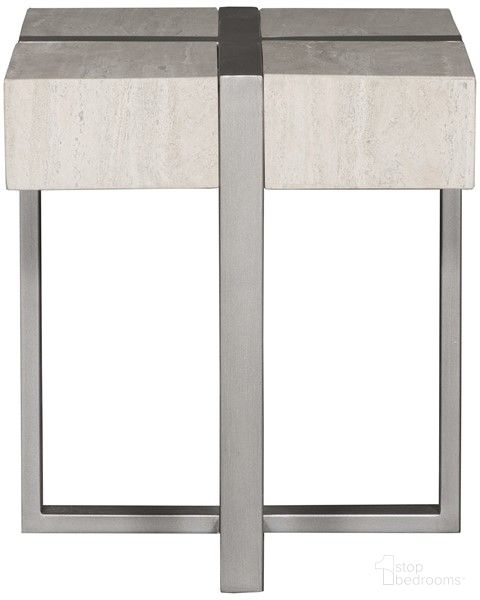 The appearance of Formation Stone Veneer Side Table In Nickel designed by Vanguard Furniture in the modern / contemporary interior design. This nickel piece of furniture  was selected by 1StopBedrooms from Formation Collection to add a touch of cosiness and style into your home. Sku: P462L. Material: Metal.