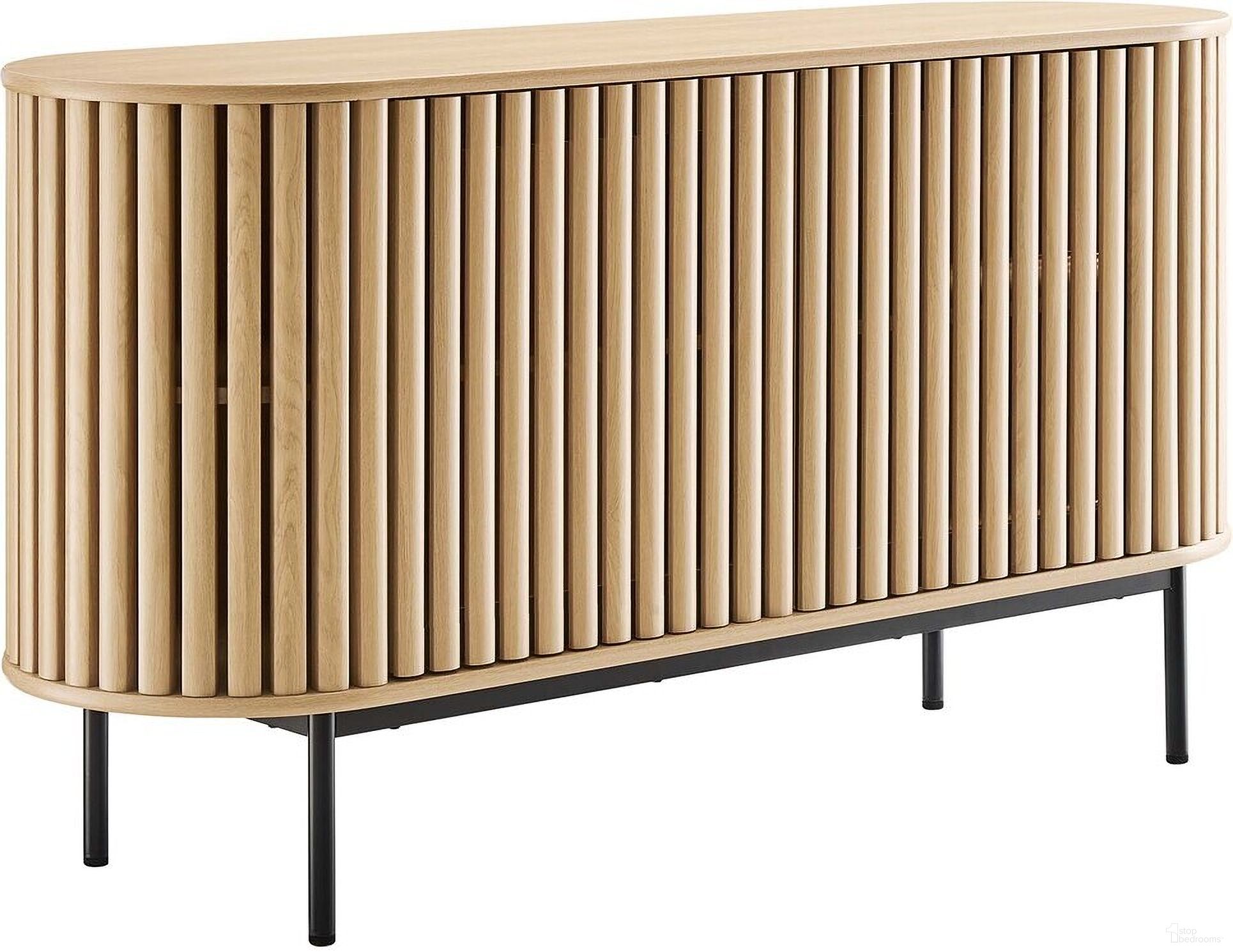 The appearance of Fortitude 59 Inch Oval Sideboard In Oak designed by Modway in the industrial interior design. This oak piece of furniture  was selected by 1StopBedrooms from Fortitude Collection to add a touch of cosiness and style into your home. Sku: EEI-6590-OAK-1;EEI-6590-OAK-2. Material: MDF.
