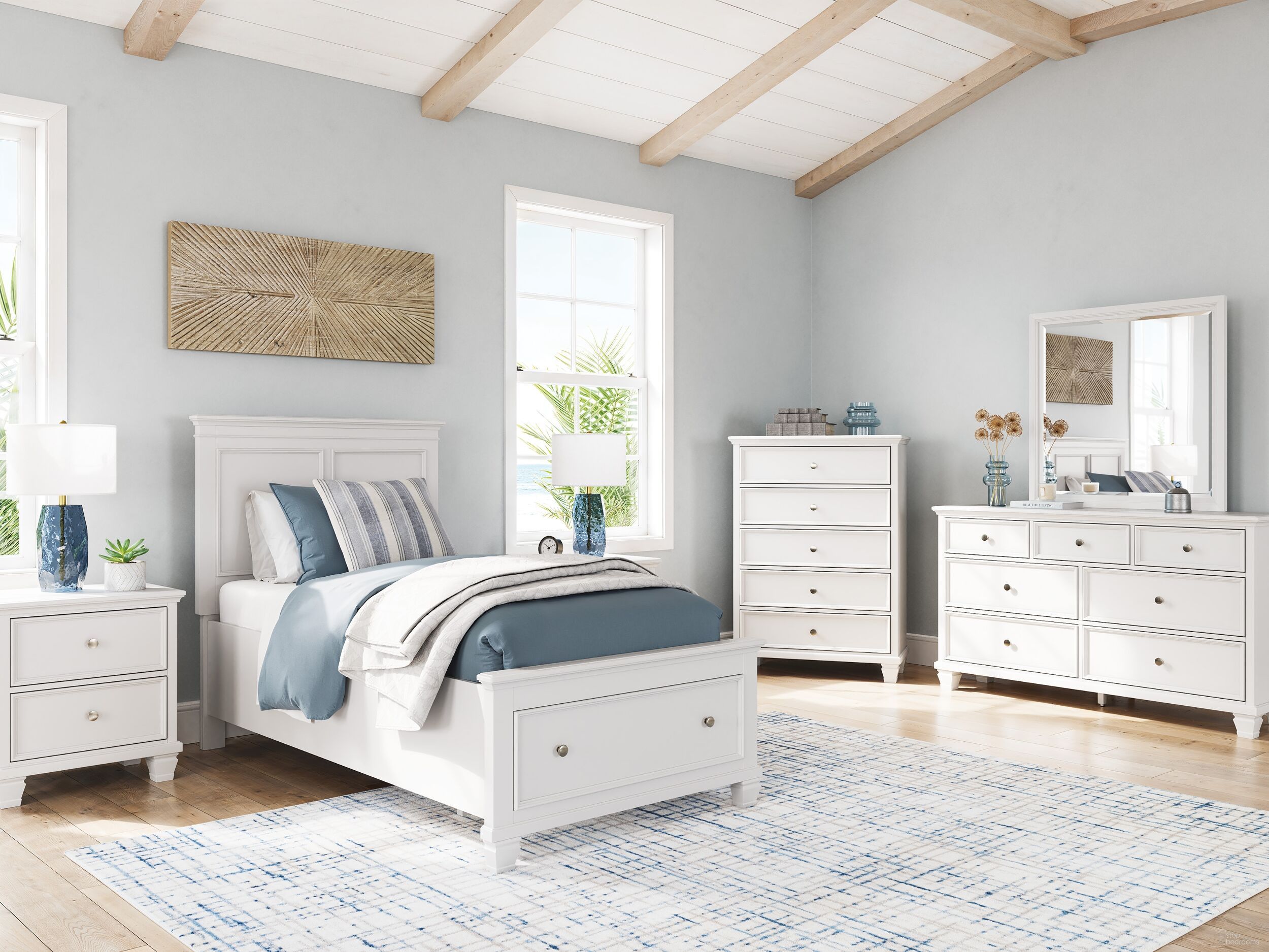 The appearance of Fortman Youth Panel Storage Bedroom Set In White designed by Signature Design by Ashley in the transitional interior design. This white piece of furniture was selected by 1StopBedrooms from Fortman Collection to add a touch of cosiness and style into your home. Sku: B680-186;B680-52S;B680-53;B680-92. Material: Wood. Bed Size: Full.