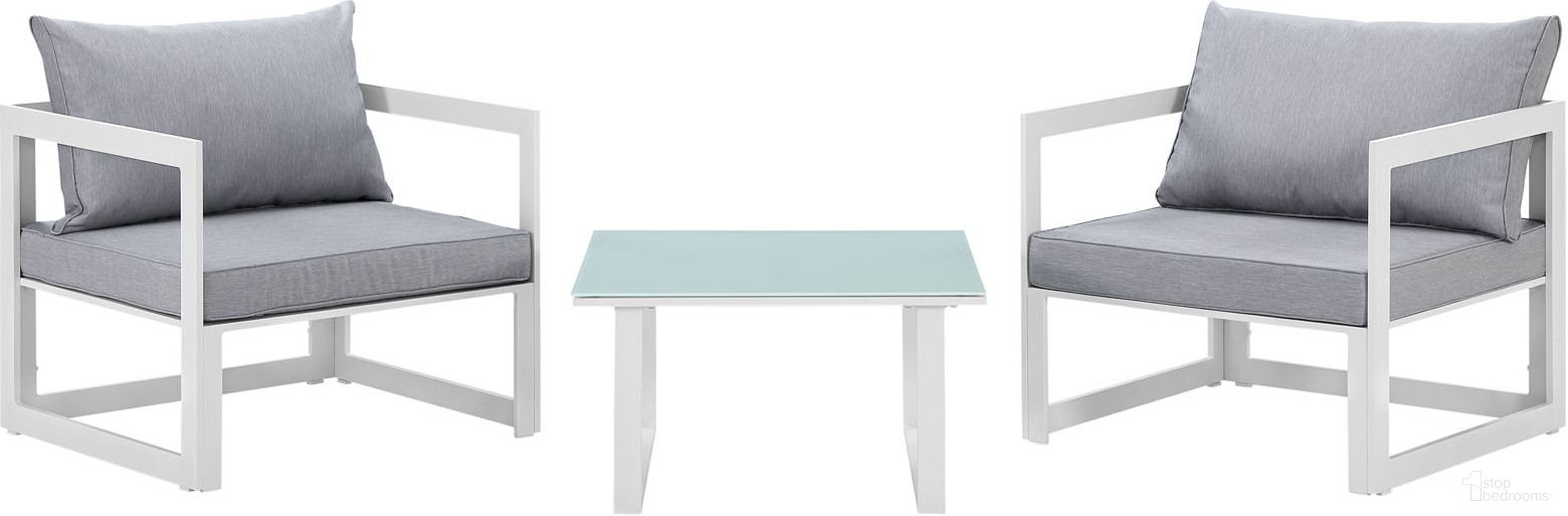 The appearance of Fortuna White and Gray 3 Piece Outdoor Patio Sectional Sofa Set designed by Modway in the modern / contemporary interior design. This white and gray piece of furniture was selected by 1StopBedrooms from Fortuna Collection to add a touch of cosiness and style into your home. Sku: EEI-1515-WHI-TABLE;EEI-1517-WHI-GRY;EEI-1517-WHI-GRY. Material: Polyester.