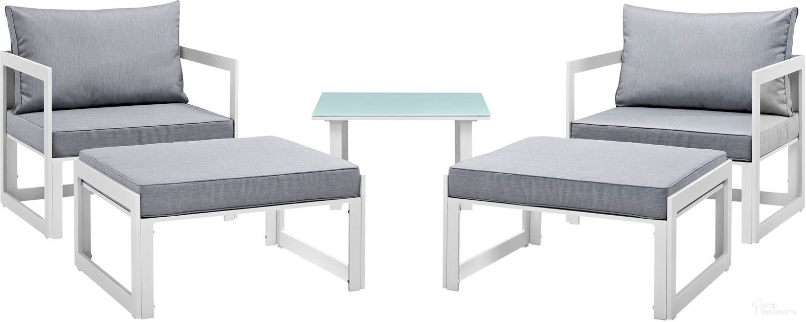 The appearance of Fortuna White and Gray 5 Piece Outdoor Patio Sectional Sofa Set EEI-1721-WHI-GRY-SET designed by Modway in the modern / contemporary interior design. This white and gray piece of furniture was selected by 1StopBedrooms from Fortuna Collection to add a touch of cosiness and style into your home. Sku: EEI-1515-WHI-TABLE;EEI-1517-WHI-GRY;EEI-1521-WHI-GRY;EEI-1517-WHI-GRY;EEI-1521-WHI-GRY. Material: Fabric.