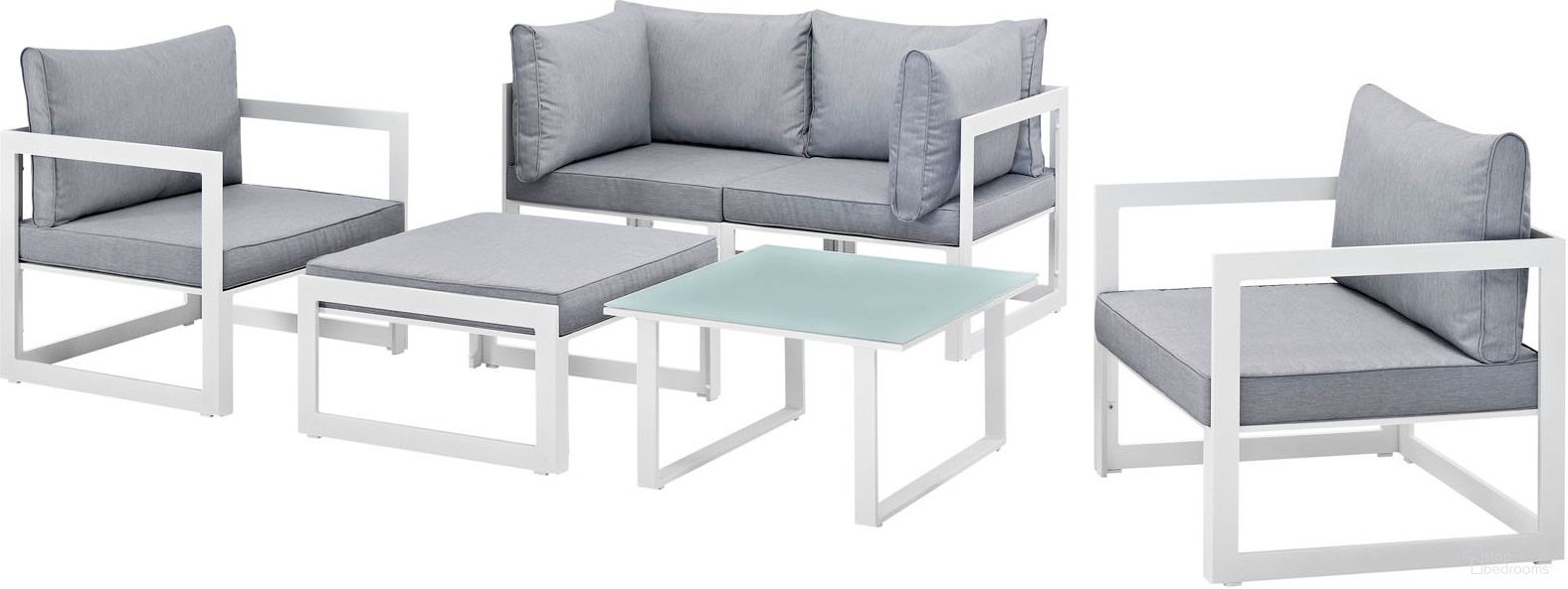 The appearance of Fortuna White and Gray 6 Piece Outdoor Patio Sectional Sofa Set EEI-1723-WHI-GRY-SET designed by Modway in the modern / contemporary interior design. This white and gray piece of furniture was selected by 1StopBedrooms from Fortuna Collection to add a touch of cosiness and style into your home. Sku: EEI-1515-WHI-TABLE;EEI-1517-WHI-GRY;EEI-1518-WHI-GRY;EEI-1521-WHI-GRY;EEI-1517-WHI-GRY;EEI-1518-WHI-GRY. Material: Polyester.