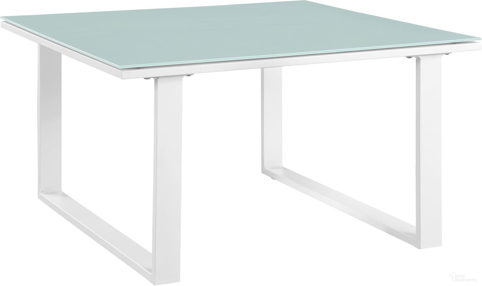 The appearance of Fortuna White Outdoor Patio Side Table designed by Modway in the modern / contemporary interior design. This white piece of furniture  was selected by 1StopBedrooms from Fortuna Collection to add a touch of cosiness and style into your home. Sku: EEI-1515-WHI-SET. Material: Aluminum. Table Top Shape: Rectangular.