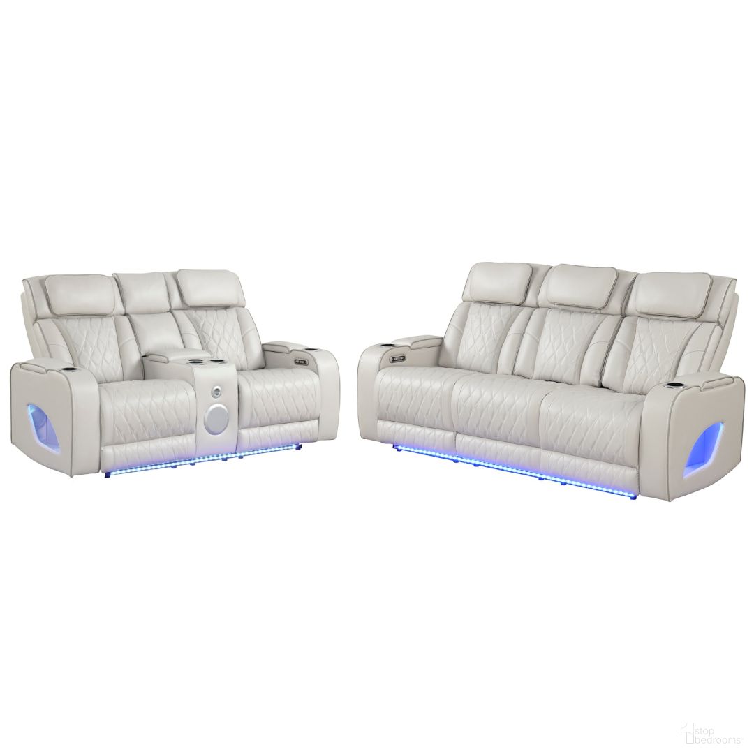 The appearance of Fortuner Power Reclining Living Room Set In Ice designed by Galaxy Home Furnishings in the modern / contemporary interior design. This ice piece of furniture was selected by 1StopBedrooms from Fortuner Collection to add a touch of cosiness and style into your home. Sku: 601955556705;601955556736. Material: Faux Leather.