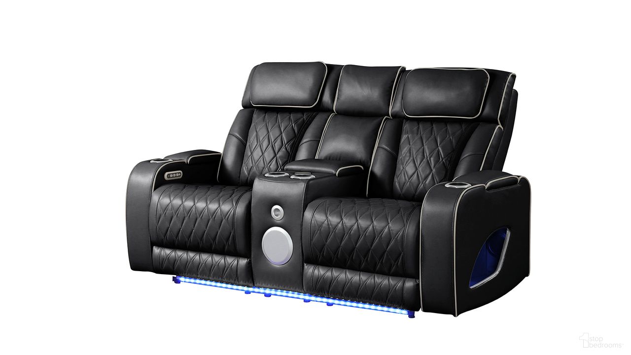 The appearance of Fortuner Power Reclining Loveseat In Black designed by Galaxy Home Furnishings in the modern / contemporary interior design. This black piece of furniture was selected by 1StopBedrooms from Fortuner Collection to add a touch of cosiness and style into your home. Sku: 601955556712. Material: Faux Leather.