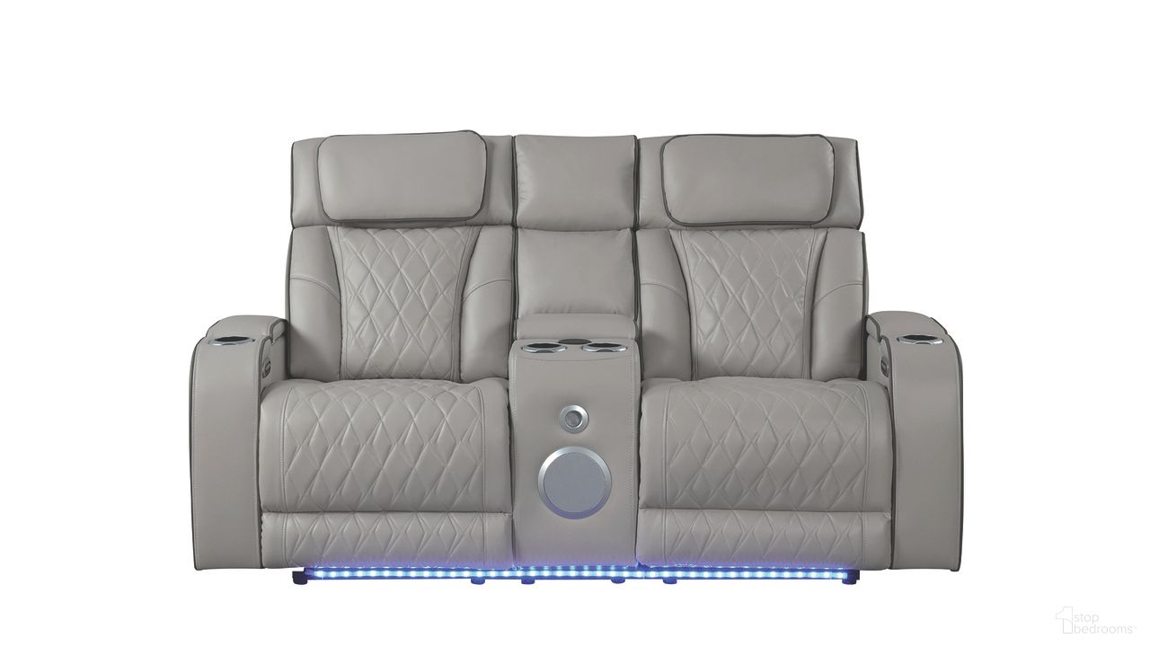 The appearance of Fortuner Power Reclining Loveseat In Gray designed by Galaxy Home Furnishings in the modern / contemporary interior design. This gray piece of furniture was selected by 1StopBedrooms from Fortuner Collection to add a touch of cosiness and style into your home. Sku: 601955556729. Material: Faux Leather.