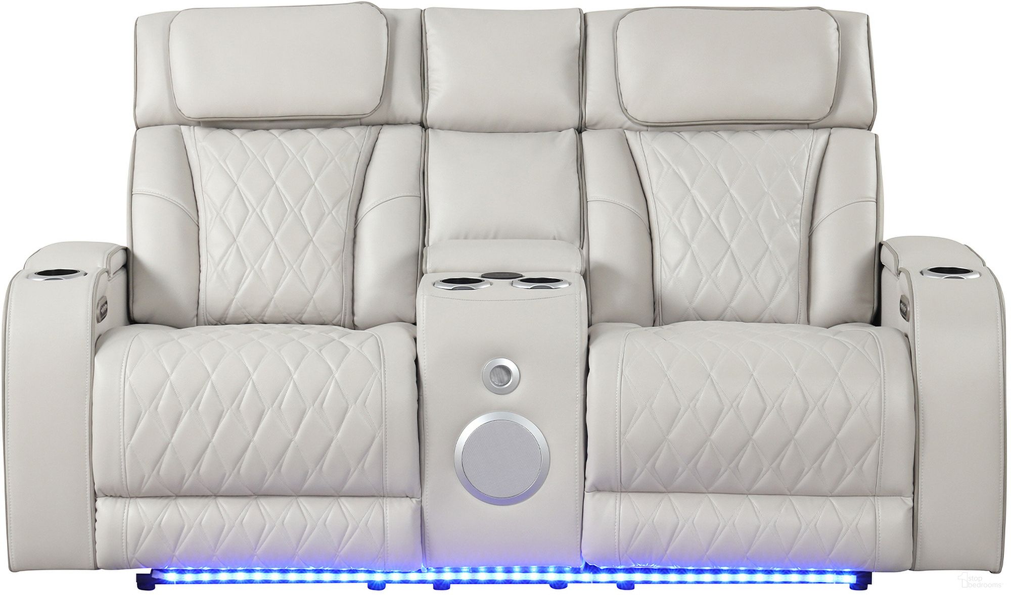 The appearance of Fortuner Power Reclining Loveseat In Ice designed by Galaxy Home Furnishings in the modern / contemporary interior design. This ice piece of furniture was selected by 1StopBedrooms from Fortuner Collection to add a touch of cosiness and style into your home. Sku: 601955556736. Material: Faux Leather.