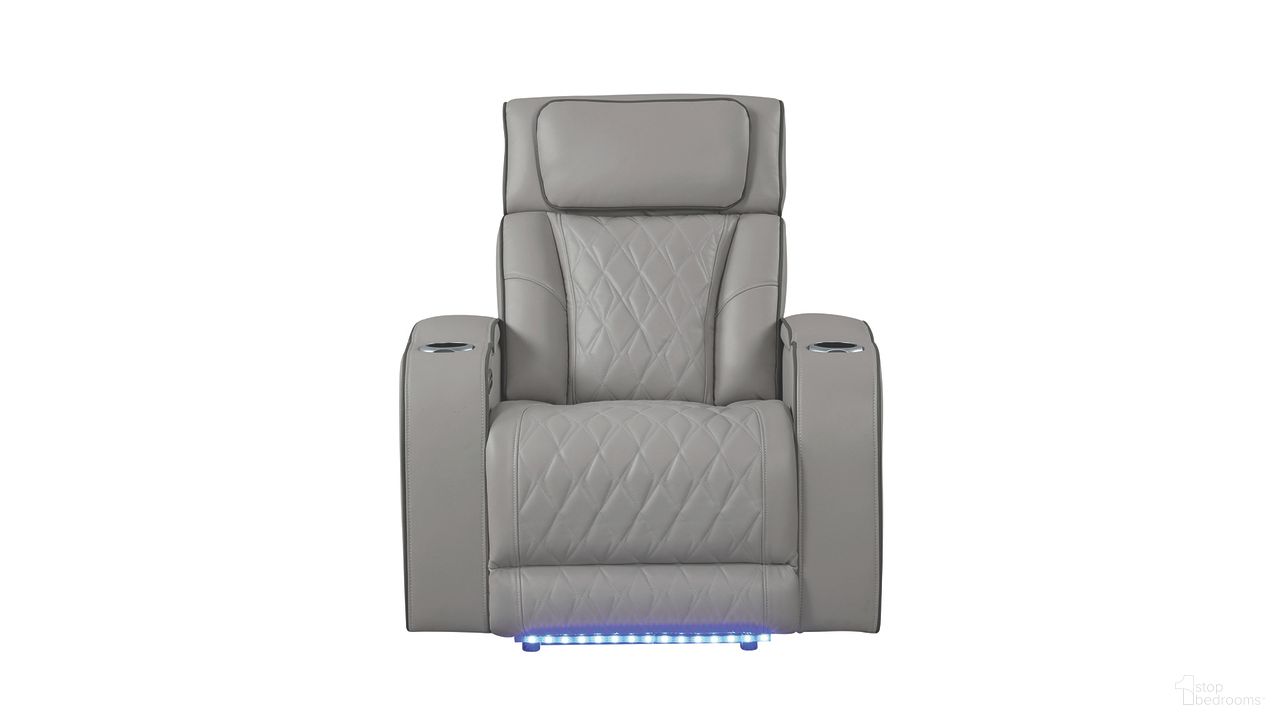 The appearance of Fortuner Power Reclining Recliner In Gray designed by Galaxy Home Furnishings in the modern / contemporary interior design. This gray piece of furniture  was selected by 1StopBedrooms from Fortuner Collection to add a touch of cosiness and style into your home. Sku: 601955556750. Material: Faux Leather.
