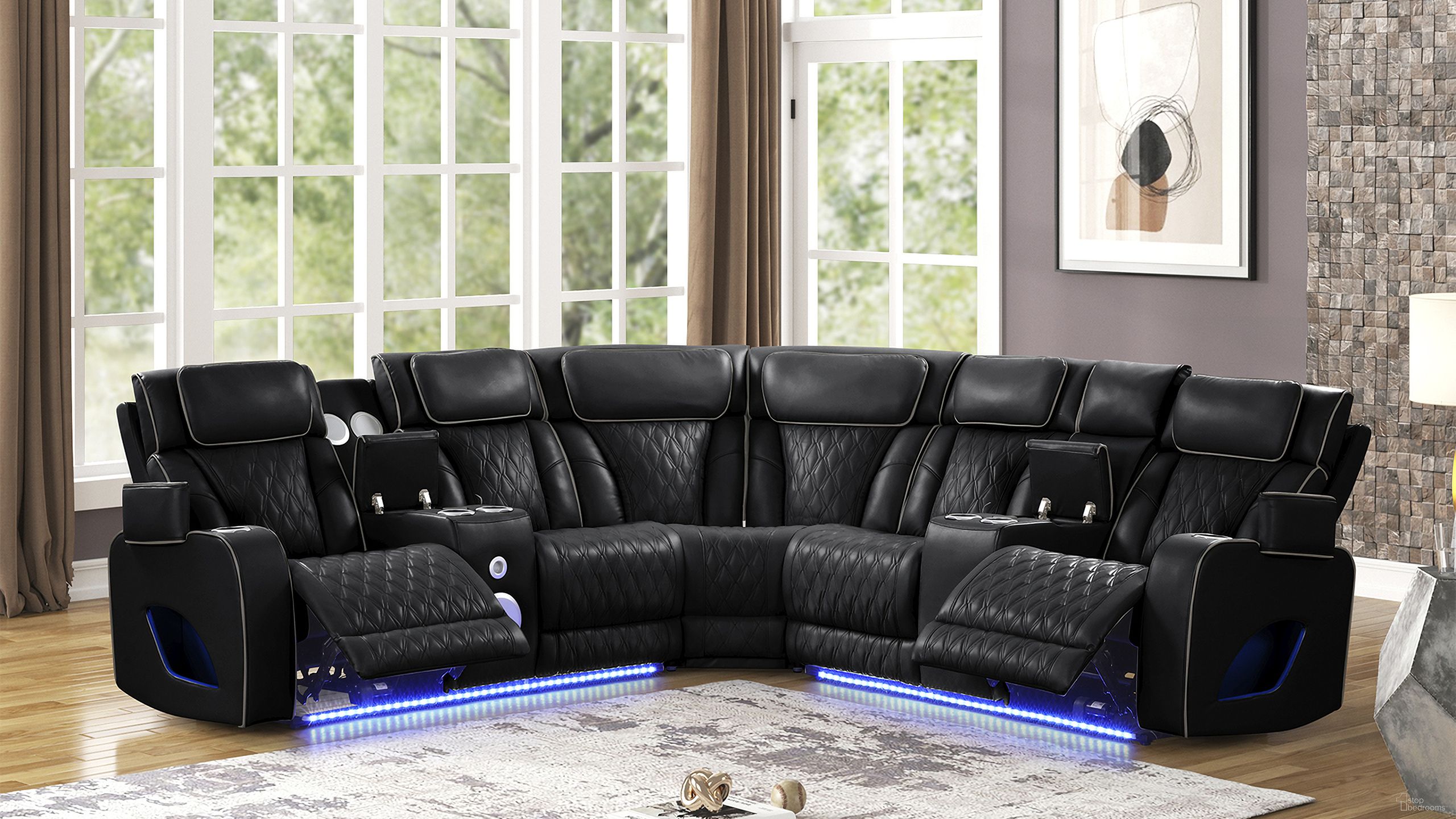Fortuner Power Reclining Sectional In Black