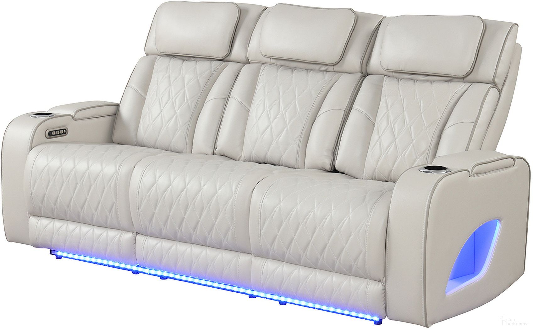 The appearance of Fortuner Power Reclining Sofa In Ice designed by Galaxy Home Furnishings in the modern / contemporary interior design. This ice piece of furniture was selected by 1StopBedrooms from Fortuner Collection to add a touch of cosiness and style into your home. Sku: 601955556705. Material: Faux Leather.