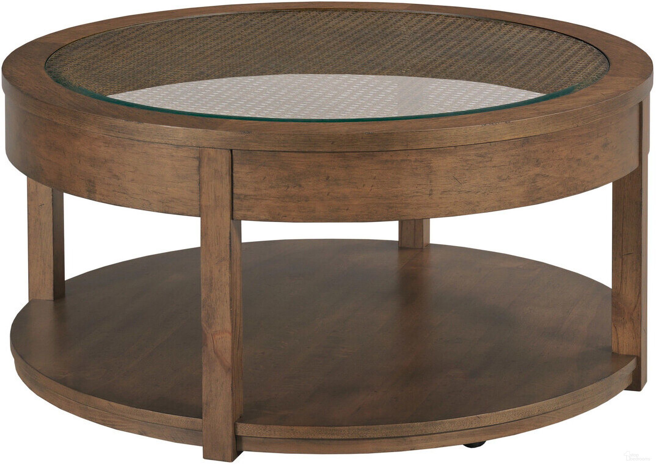 The appearance of Foster Round Coffee Table In Hazel designed by Hammary in the modern / contemporary interior design. This hazel piece of furniture  was selected by 1StopBedrooms from Foster Collection to add a touch of cosiness and style into your home. Sku: 207-911. Material: Wood.